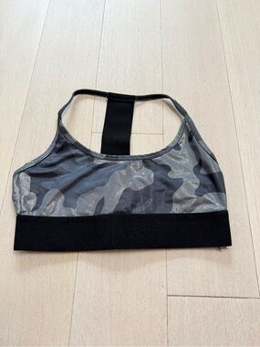 Noli Yoga Women's Blue / Grey Camouflage Racerback Sports Bralette - Size S